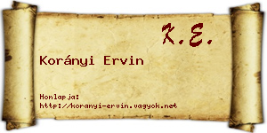 Korányi Ervin névjegykártya