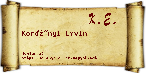 Korányi Ervin névjegykártya