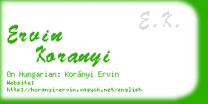 ervin koranyi business card